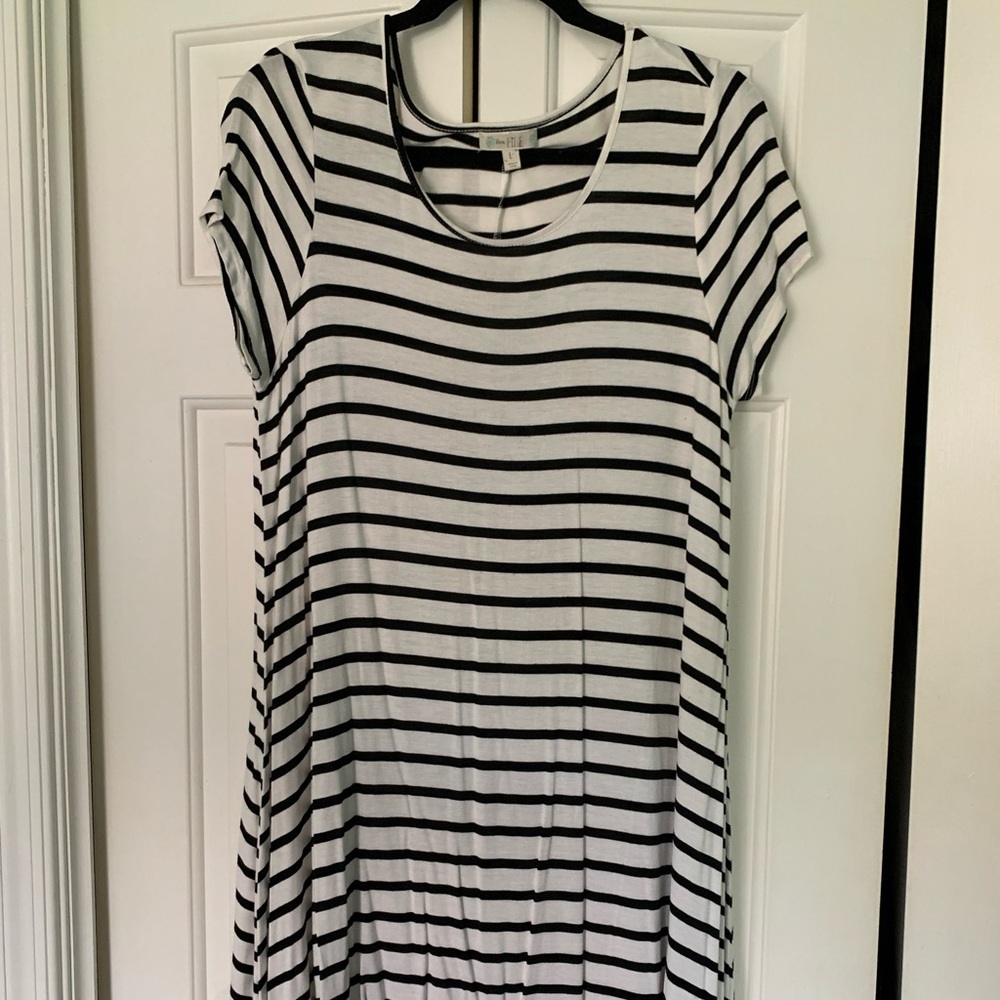 Black and white stripe swing dress
